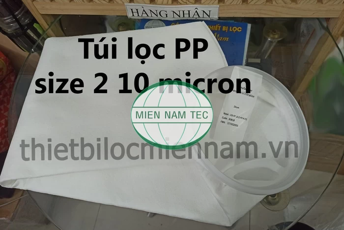 Túi lọc PP size 2 có kích thước: 7" x 32" cấp độ lọc 10 micron