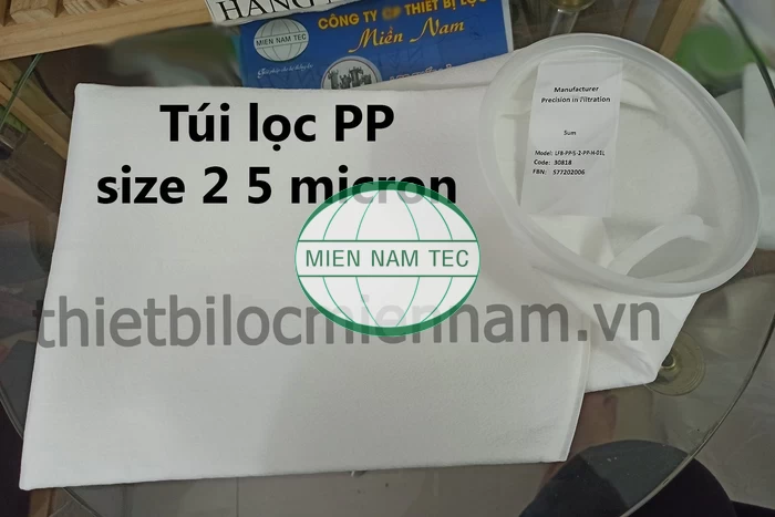 Túi lọc PP size 2 có kích thước: 7" x 32" cấp độ lọc 5 micron