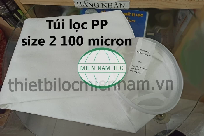 Túi lọc PP size 2 có kích thước: 7" x 32" cấp độ lọc 100 micron