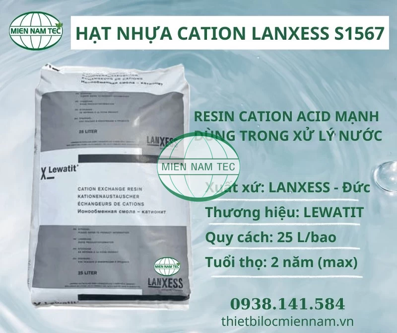 Hạt nhựa cation LANXESS S1567 là loại hạt nhựa cation phân nhóm acid mạnh