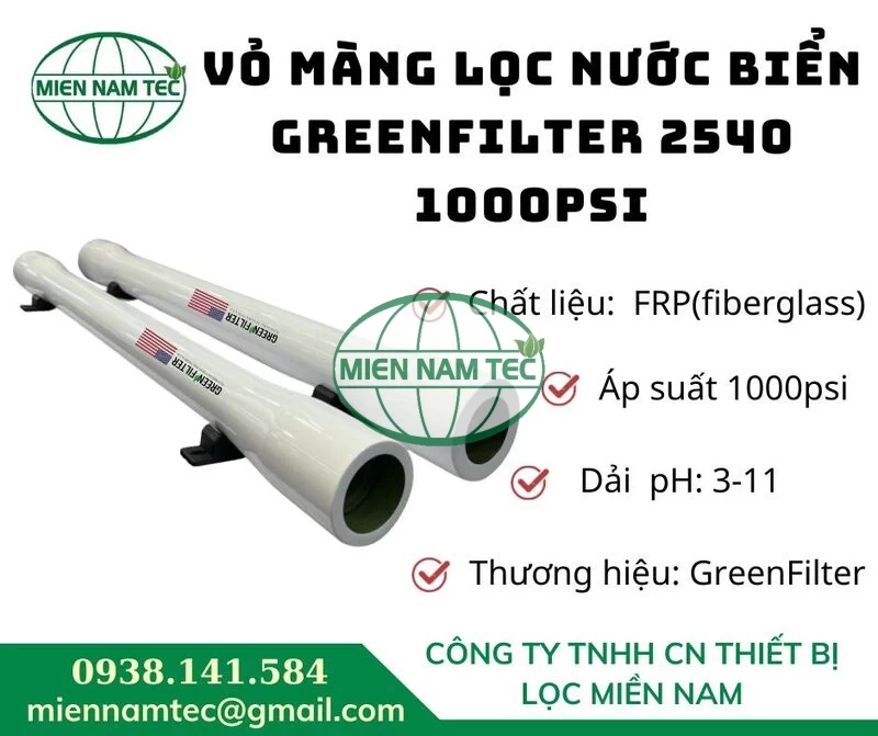 Giới thiệu về vỏ màng nước biển GreenFilter 2540 1000psi