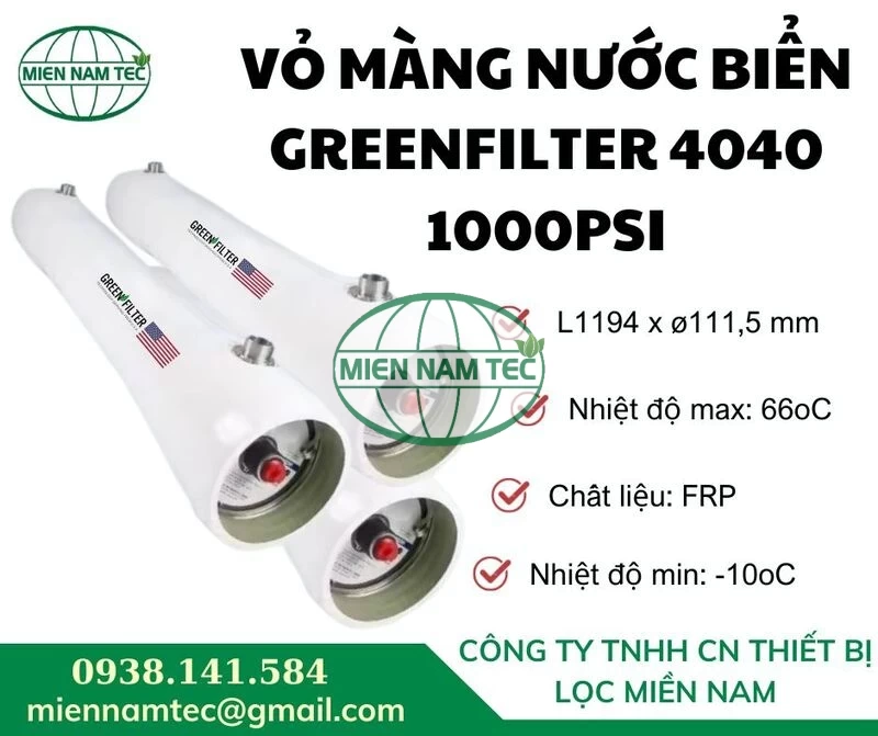 Giới thiệu sơ lược về vỏ màng nước biển GreenFilter 4040 1000psi