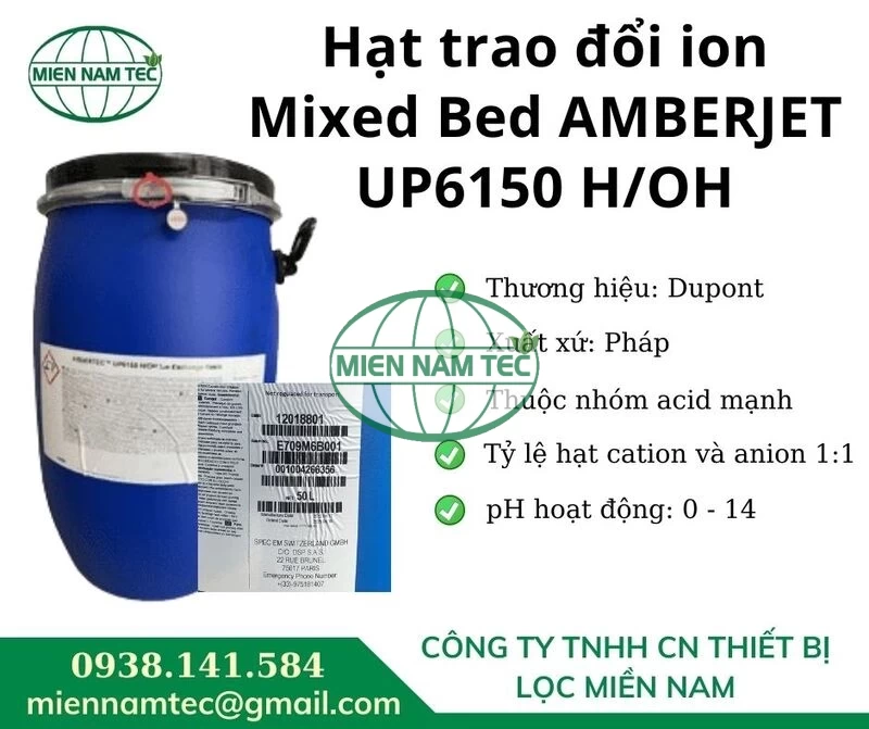 Hạt trao đổi ion Mixed Bed AMBERJET UP6150 H/OH