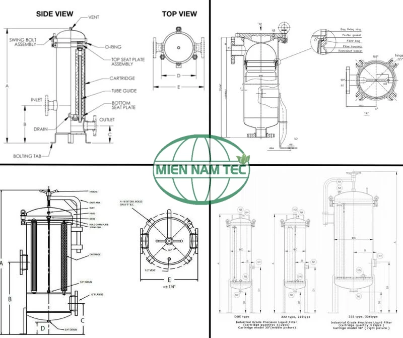 Một số ví dụ về bản vẽ của cấu tạo và nguyên lý hoạt động của hệ thống lọc nước mắm - nước tương