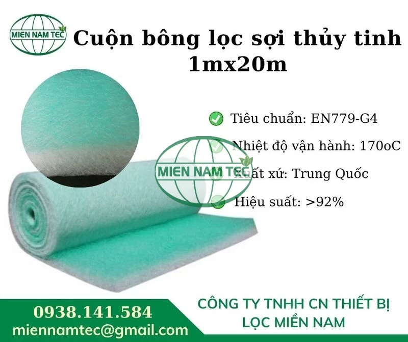 Cuộn bông lọc sợi thủy tinh 1mx20m