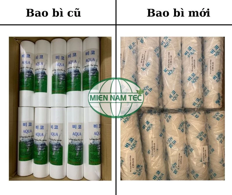 Hình ảnh về sự thay đổi cách đóng gói và bao bì mới của lõi lọc Aqua 2024 2