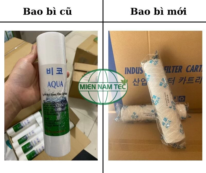Hình ảnh về sự thay đổi cách đóng gói và bao bì mới của lõi lọc Aqua 2024 1