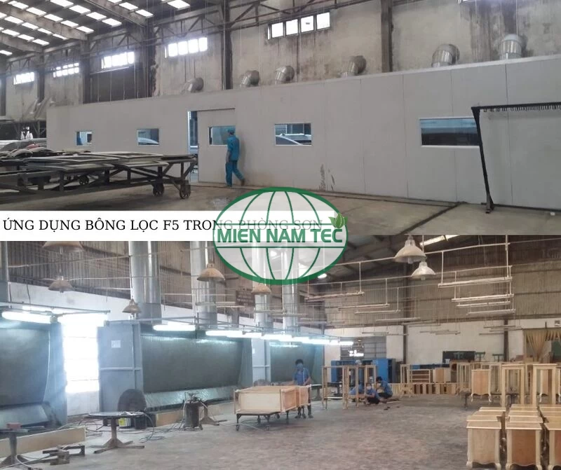 Ứng dụng chính của bông lọc F5 - ứng lọc trong trần phòng sơn