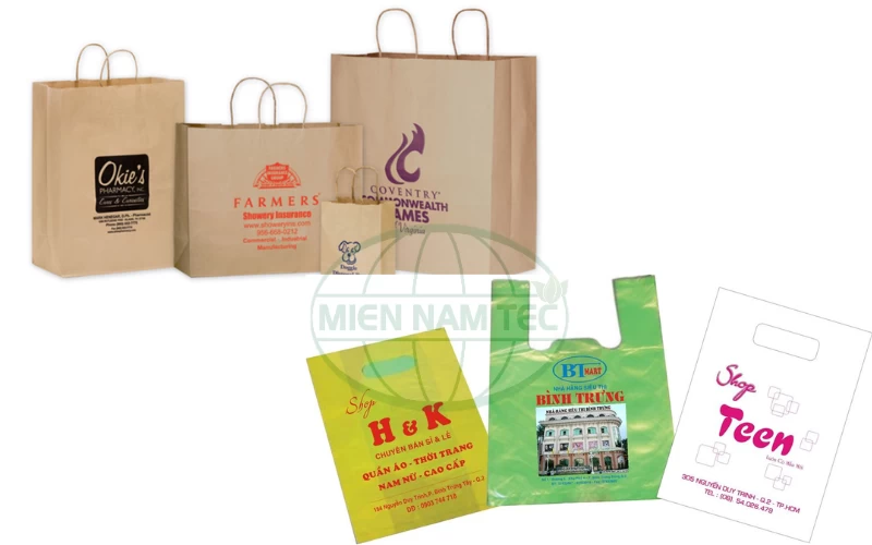 Sử dụng kỹ thuật in lụa tạo bản mẫu trên túi giấy, túi nylon