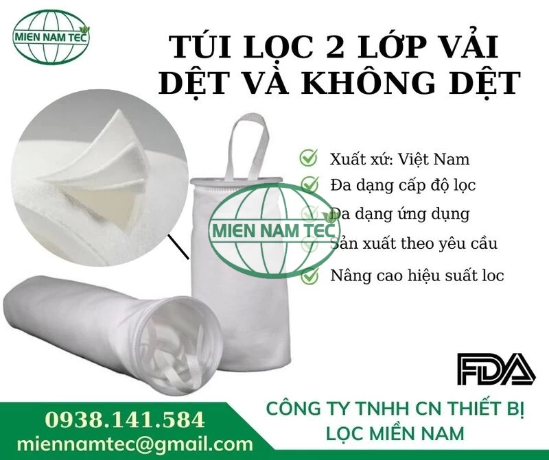 túi lọc 2 lớp vải dệt và không dệt - túi lọc đa lớp