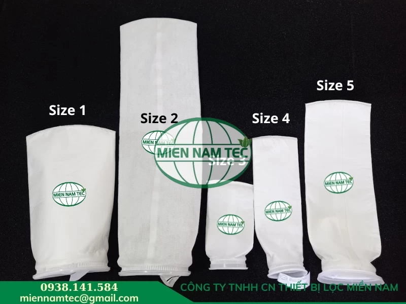 Các size túi lọc nước công nghiệp 
