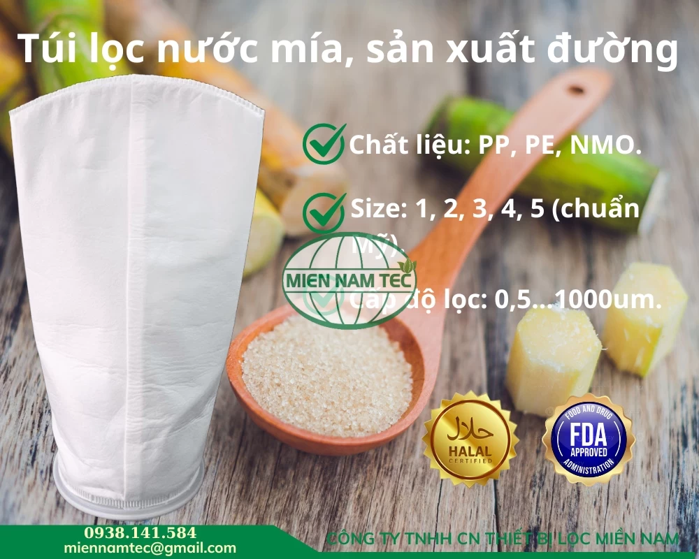 túi lọc nước mía, sản xuất đường mía