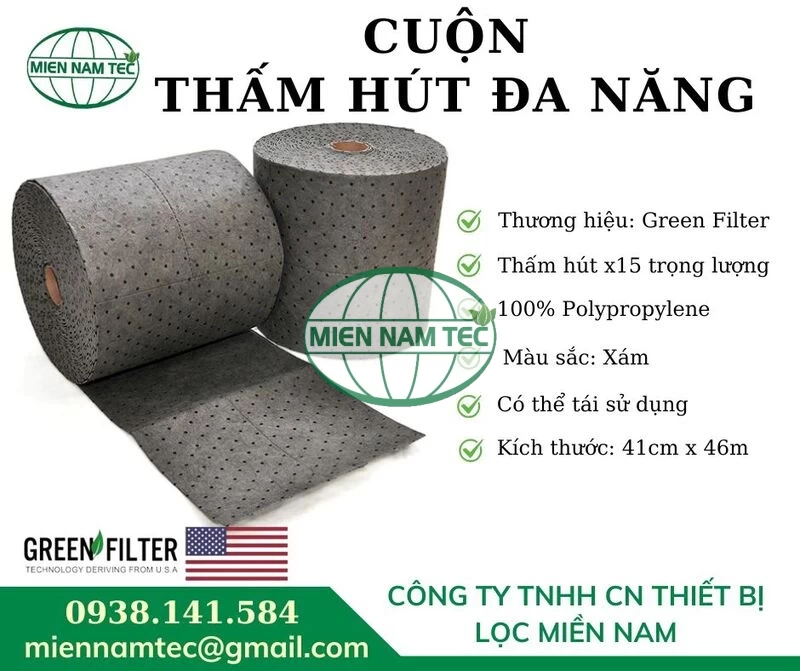 Cuộn thấm hút đa năng màu xám Green Filter