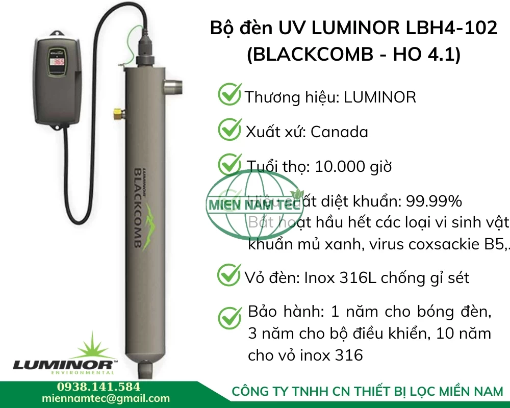 Bộ đèn UV LUMINOR LBH4 - 102 hiệu quả diệt khuẩn 99.99%