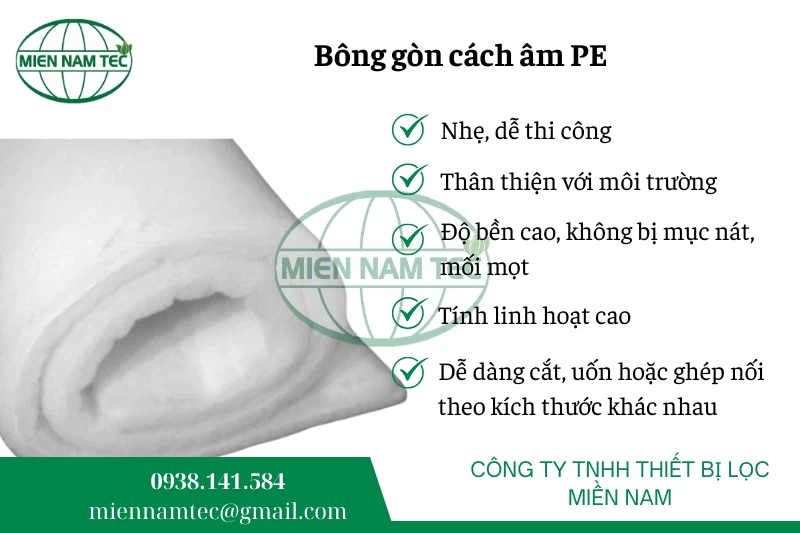 Bông lọc cách âm PE tại Thiết Bị Lọc Miền Nam