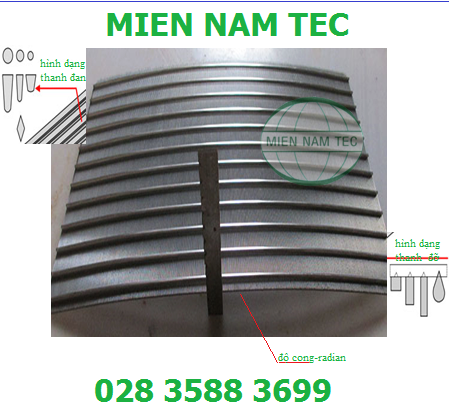 cấu tạo tấm lọc khe dạng cong
