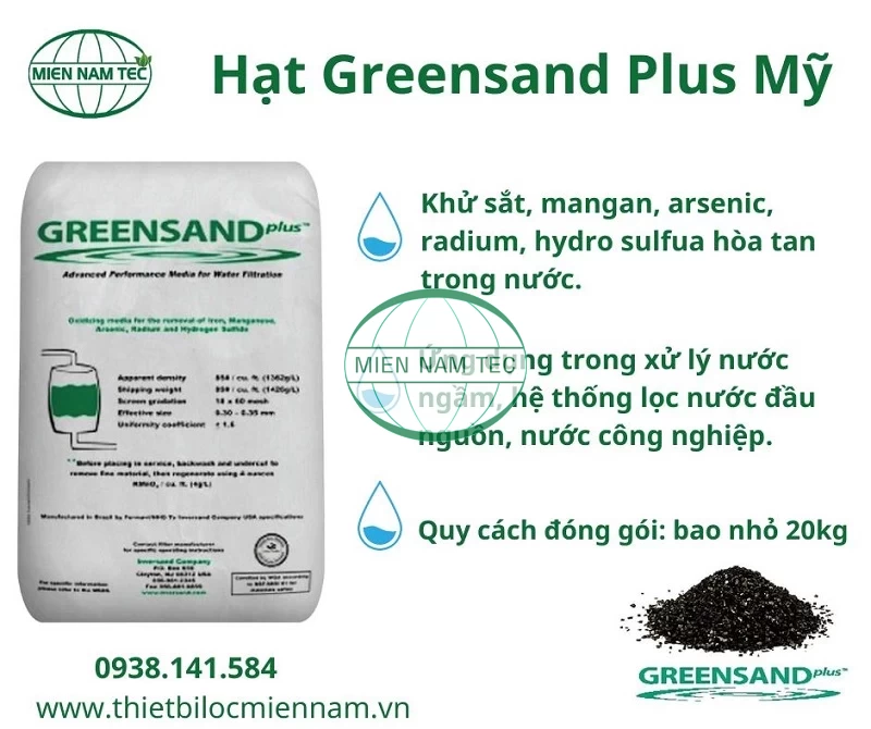 Hạt Greensand Plus Mỹ xử lý Sắt, Mangan trong nước ngầm