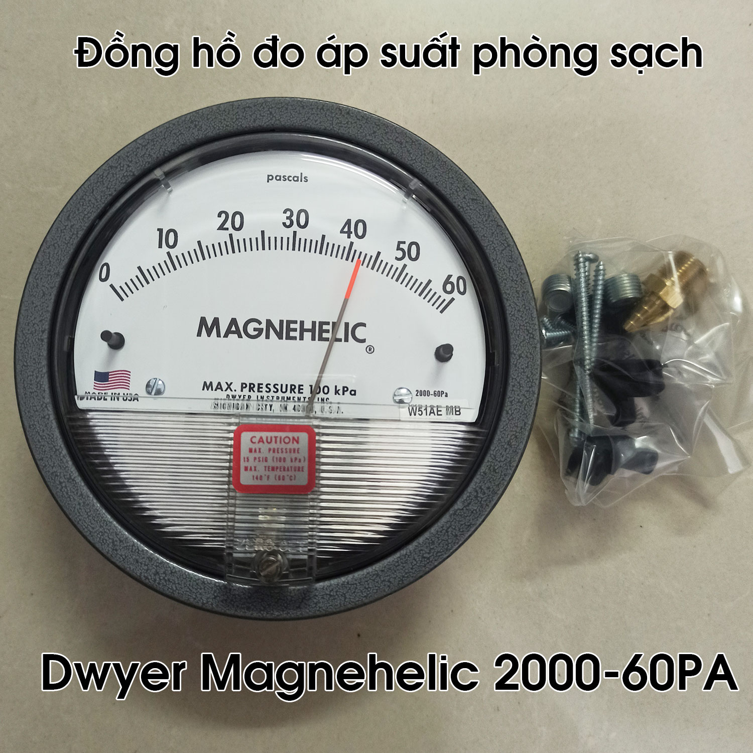 Đồng hồ đo áp suất phòng sạch Dwyer Magnehelic 2000-60PA
